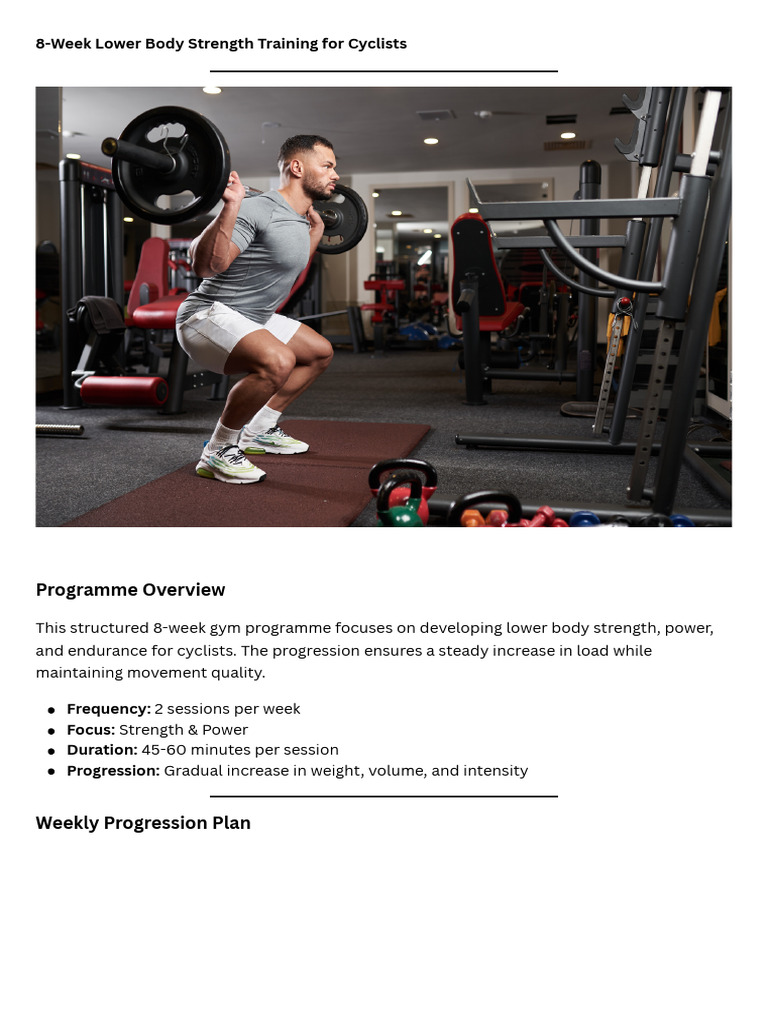 8-Week Lower Body Strength Training for Cyclists | PDF | Physical ...