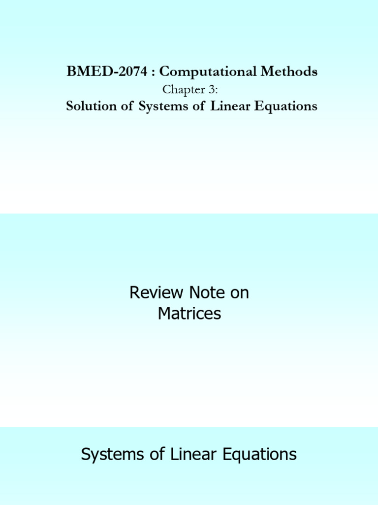 Linear Equations and Matrix Solutions | PDF | System Of Linear ...