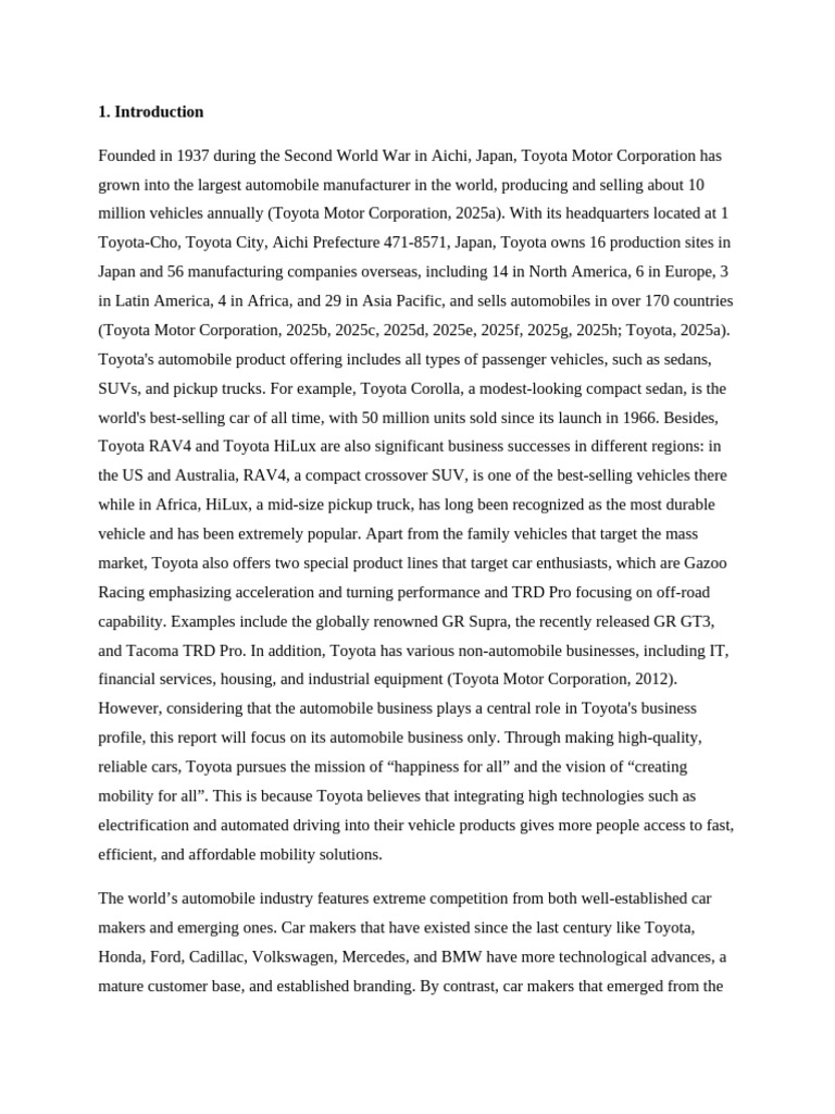Toyota's Automotive Market Analysis | PDF | Toyota | Car