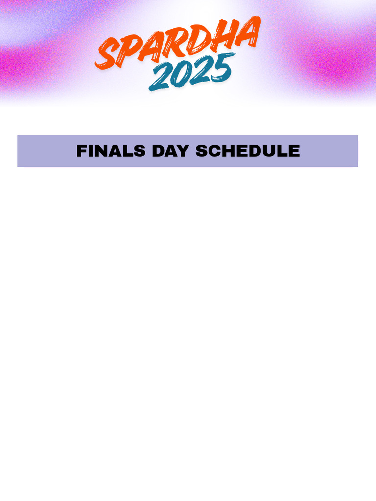 2025 Spardha Finals Day Schedule | PDF