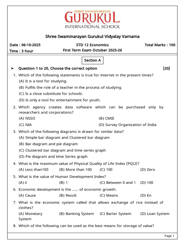 Std 12 Economics First Term | PDF | Unemployment | Inflation