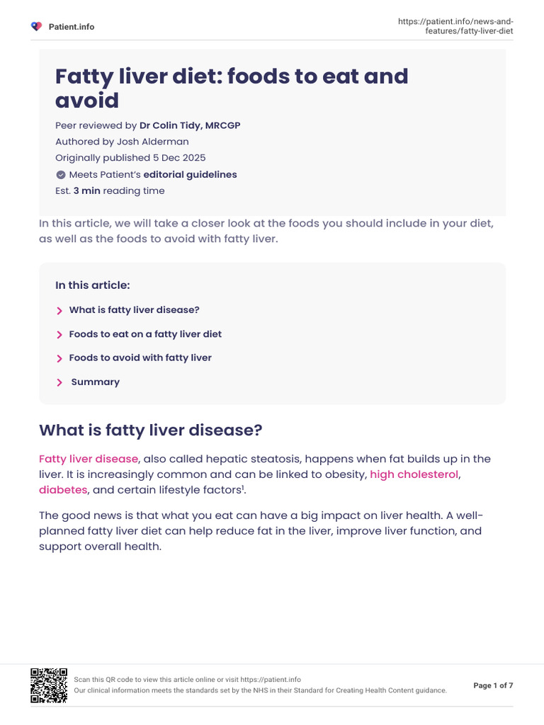Patient - Fatty Liver Diet | PDF | Fat | Whole Grain