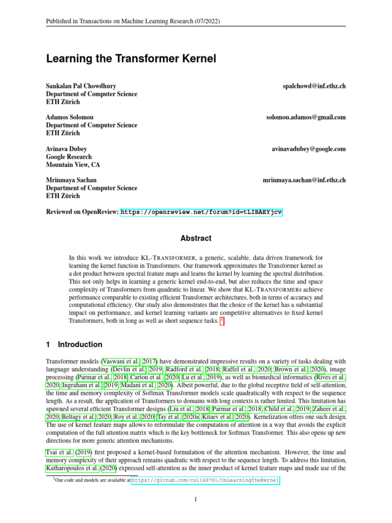 KL-TRANSFORMER: Learning Transformer Kernels | PDF | Matrix ...