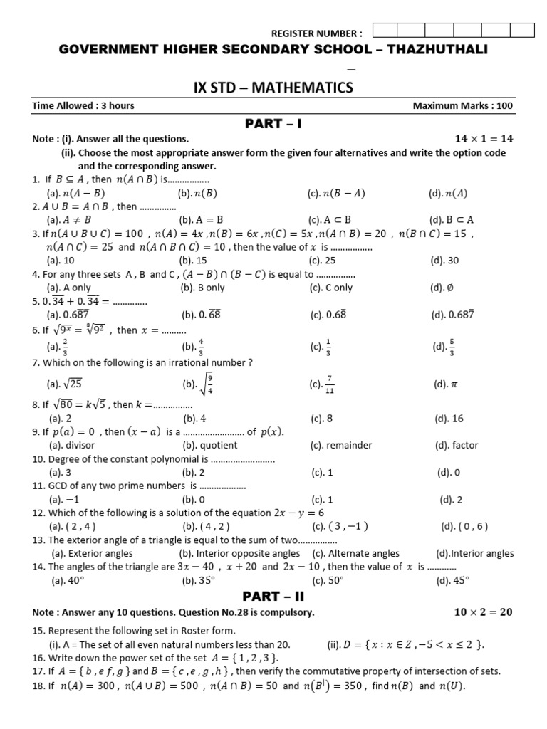 Maths EM-1 | PDF | Arithmetic | Discrete Mathematics