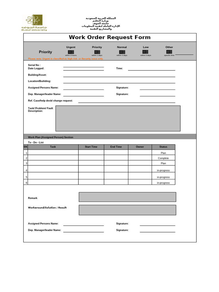 Work Order Template 40 | PDF