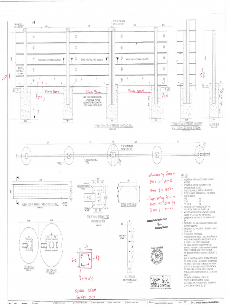 Drawing (Boundary Wall Drawing) With Steel | PDF