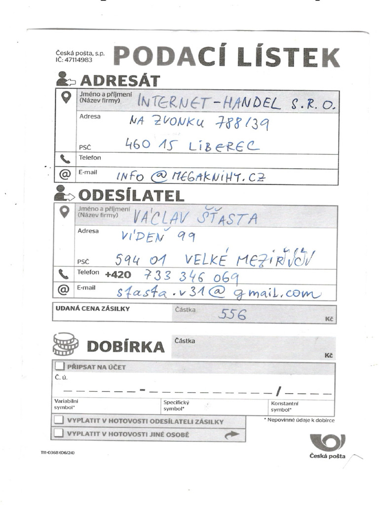 Reklamace Podací Lístek | PDF