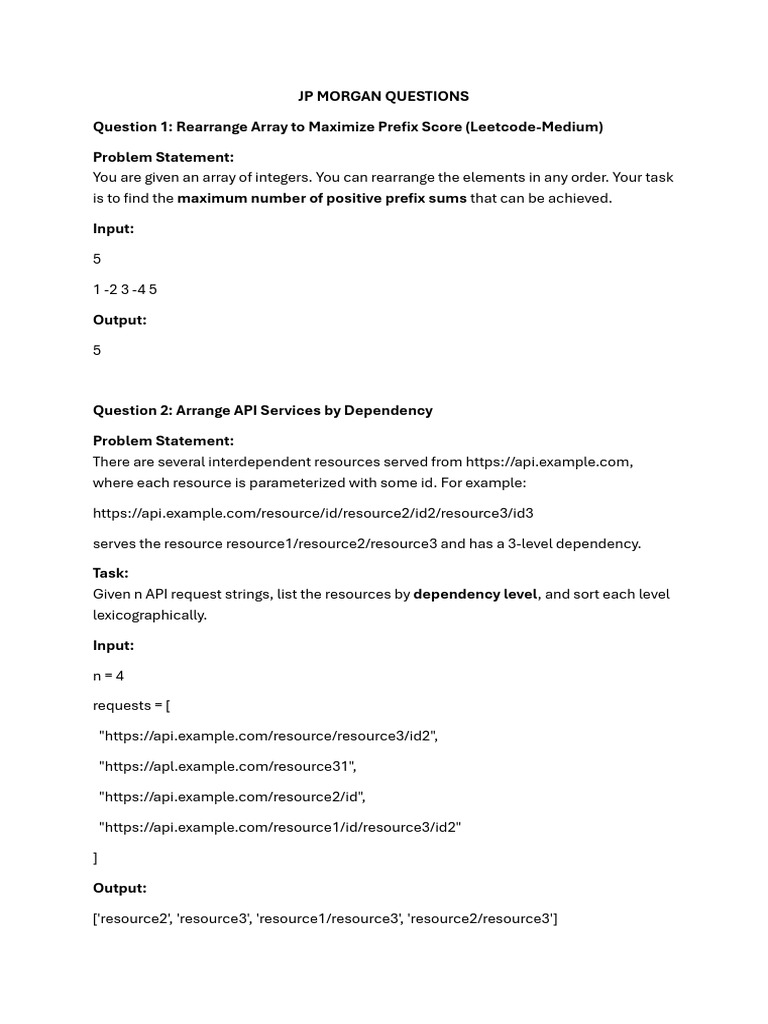 JP Morgan Coding Challenges Solutions | PDF