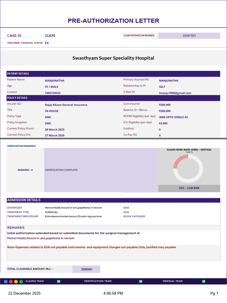 Pre-Authorization Letter for Surgery | PDF | Clinical Medicine ...
