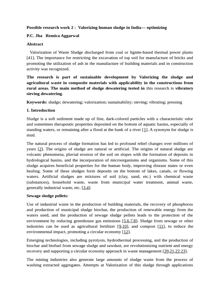 Valorizing Human Sludge for Construction | PDF | Sewage Treatment ...