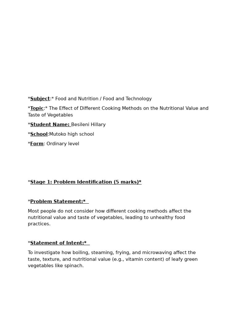 Cooking Methods Impact on Vegetable Nutrition | PDF | Cooking | Vegetables