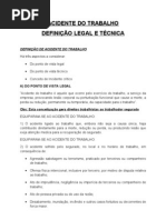 ACIDENTE DO TRABALHO Conceito Tecnico e Legal