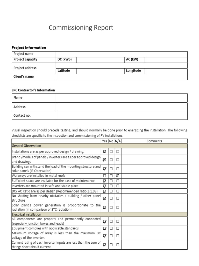 COD Checklist for Solar Rooftop Projects[5573]-2-2 (1) | PDF | Power ...