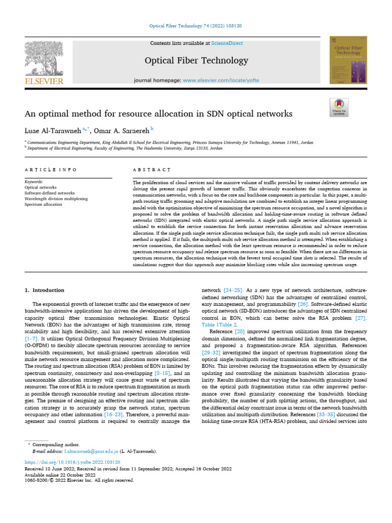 Optimal Resource Allocation in SDN Networks | PDF | Routing | Computer ...