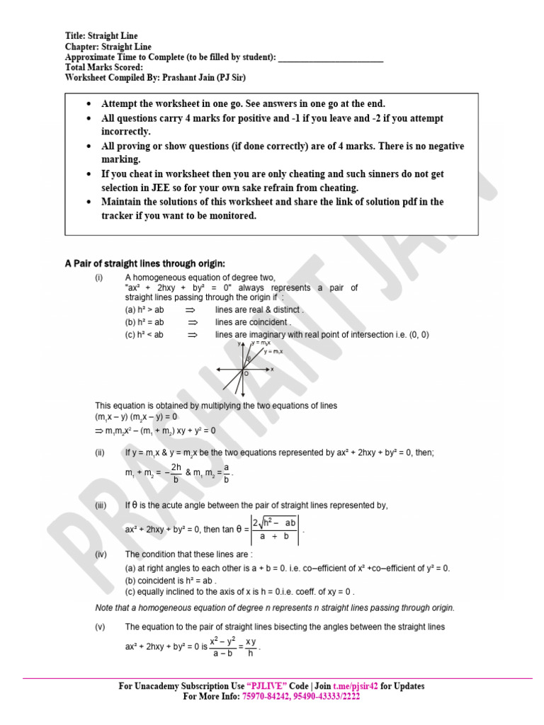 Straight Lines Through Origin Explained | PDF | Line (Geometry) | Equations