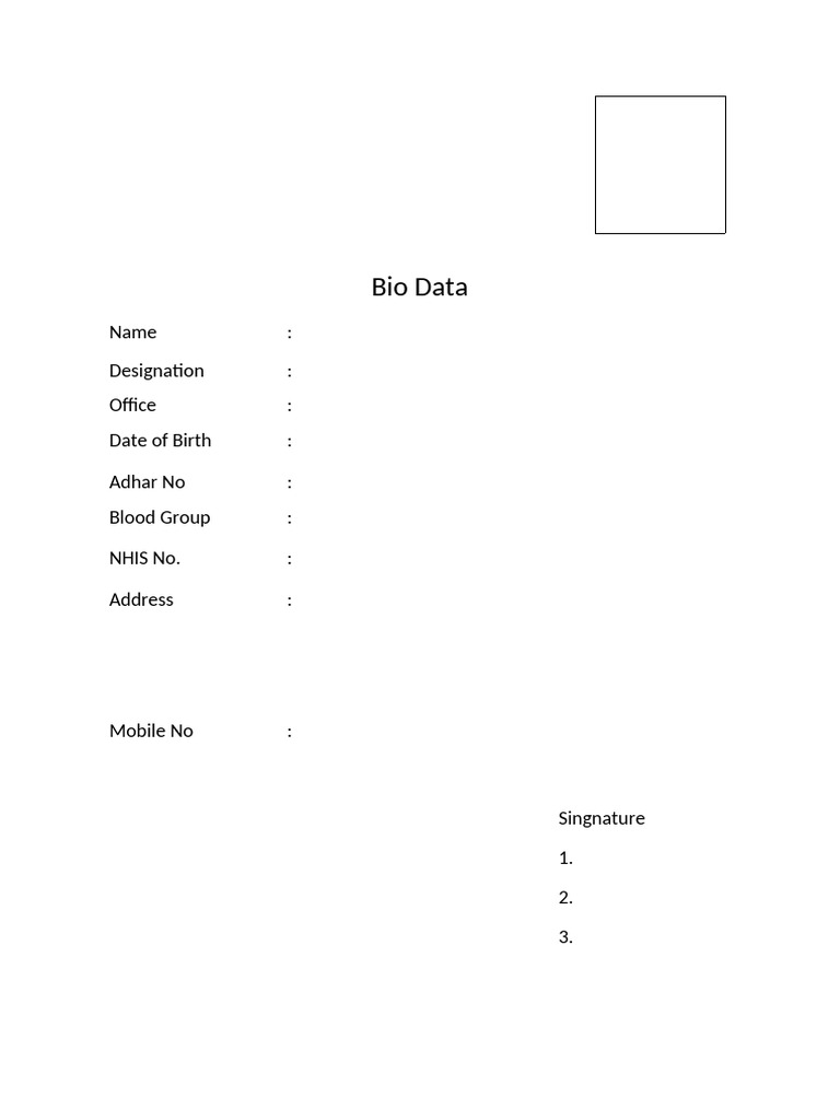 Personal Bio Data Template | PDF