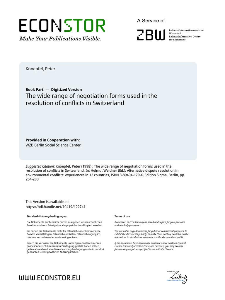 The Wide Range of Negotiation Forms Used in the Resolution of Conflicts ...