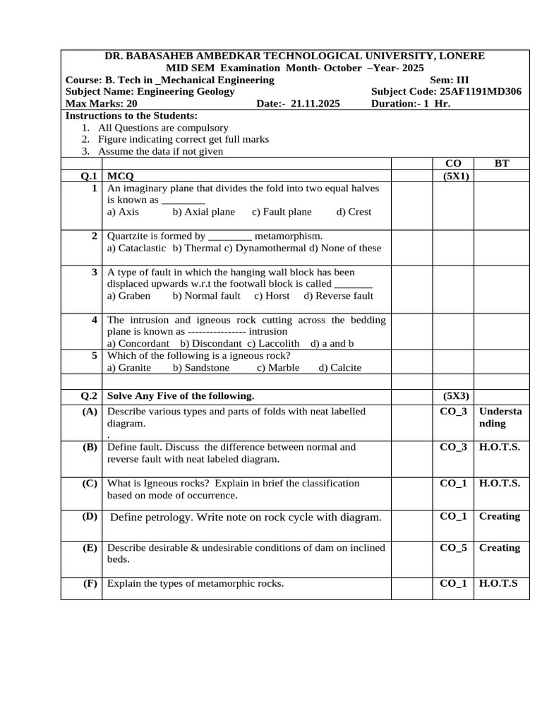 Question Paper | PDF