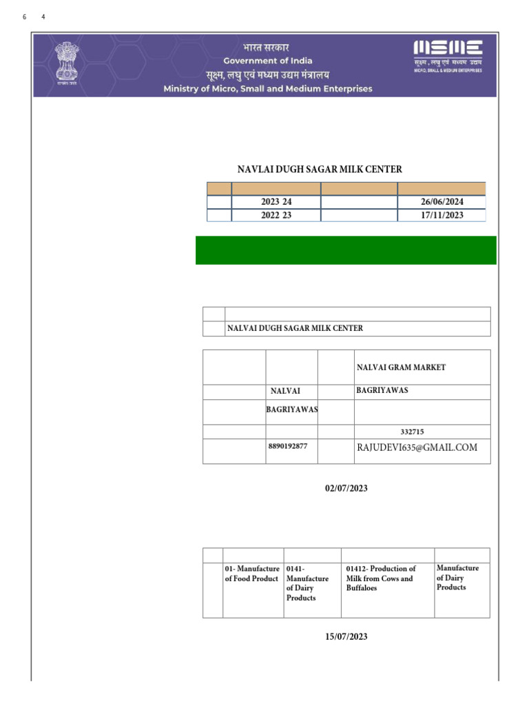 Udyam Raju Devi New | PDF | Dairy