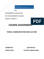 Course Assignment: Theme: Communication and Culture