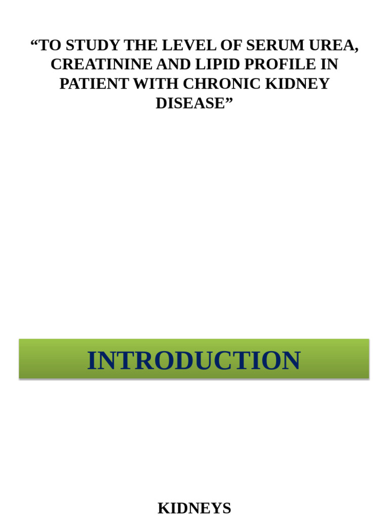 Serum Urea, Creatinine & Lipids in CKD | PDF | Kidney | High Density ...