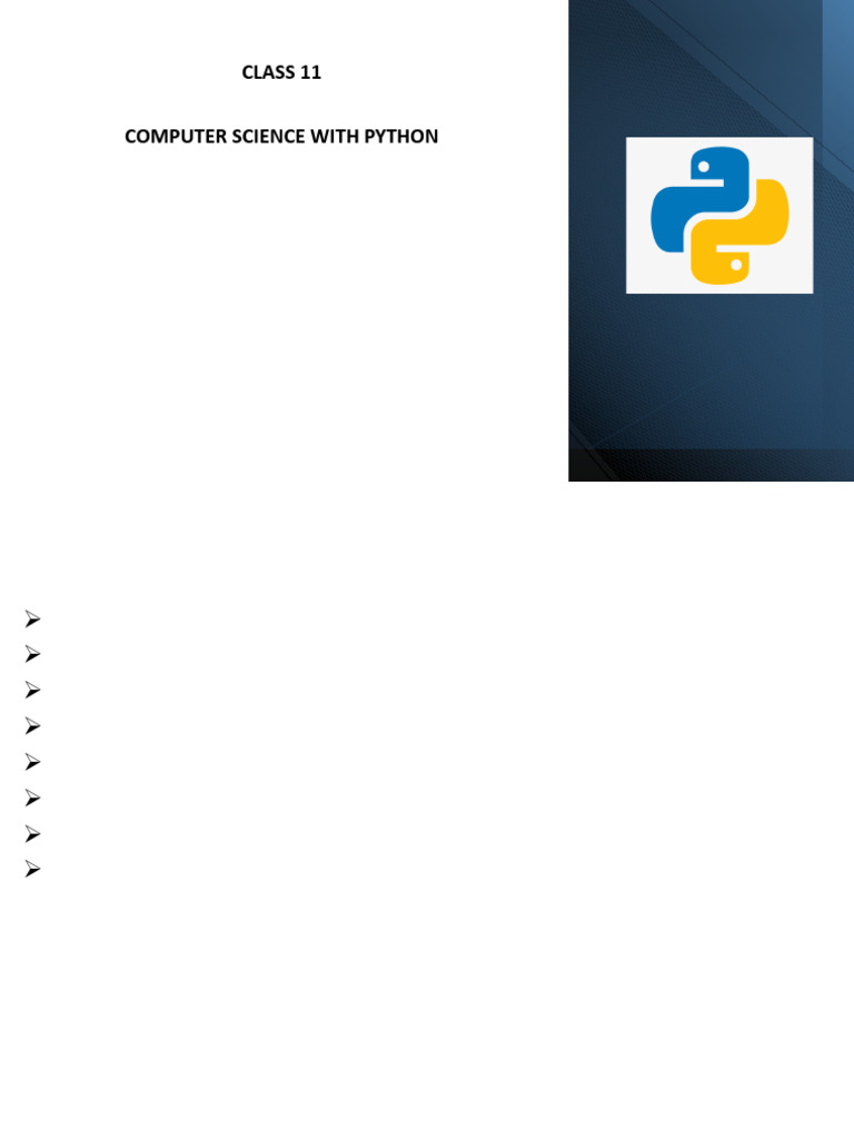 Python Fundamentals for Class 11 | PDF | Boolean Data Type | Parameter ...