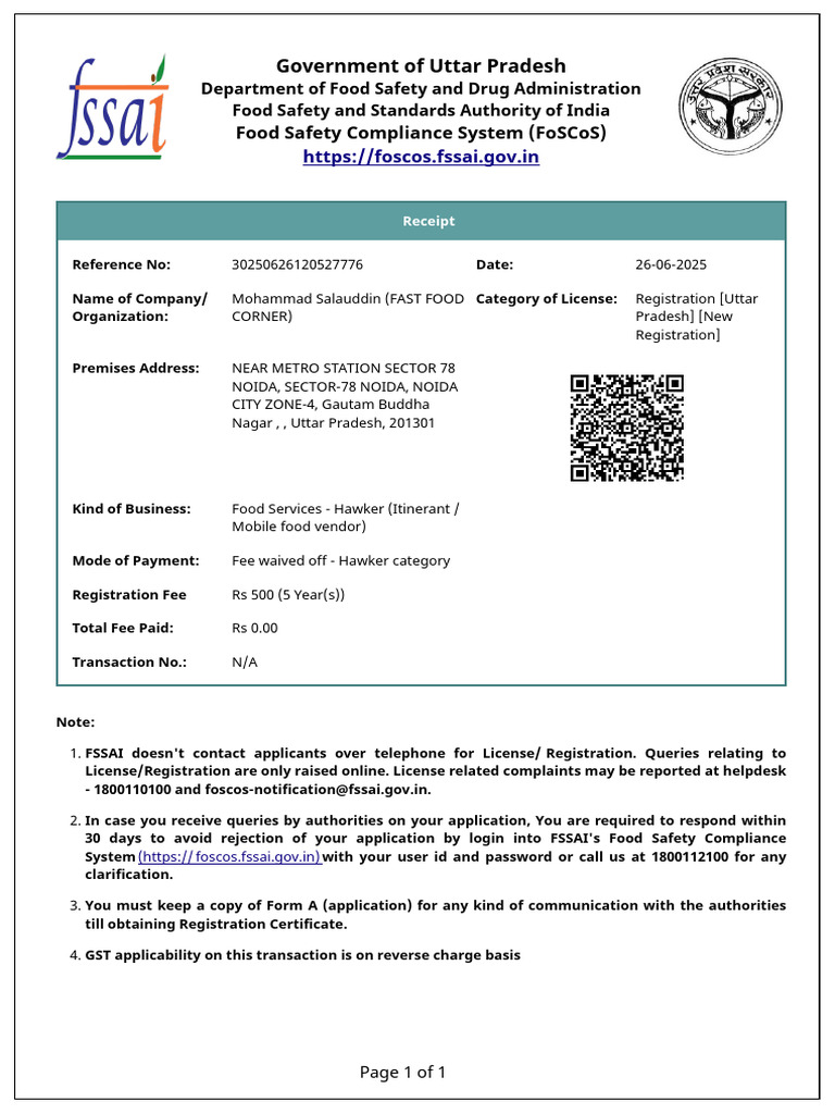 Salauddin Fssai Rec | PDF