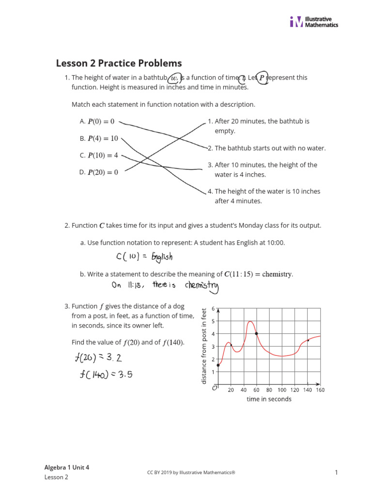 Algebra 1 Function Practice Problems | PDF | Function (Mathematics ...