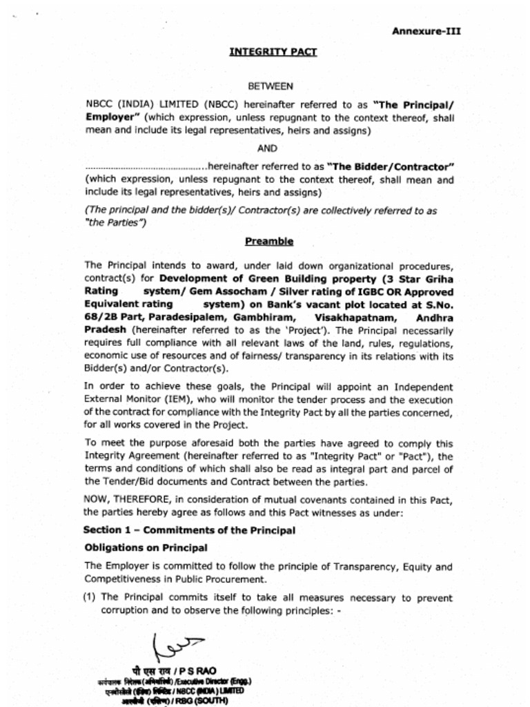 Integrity Pact As Annexure - IX | PDF