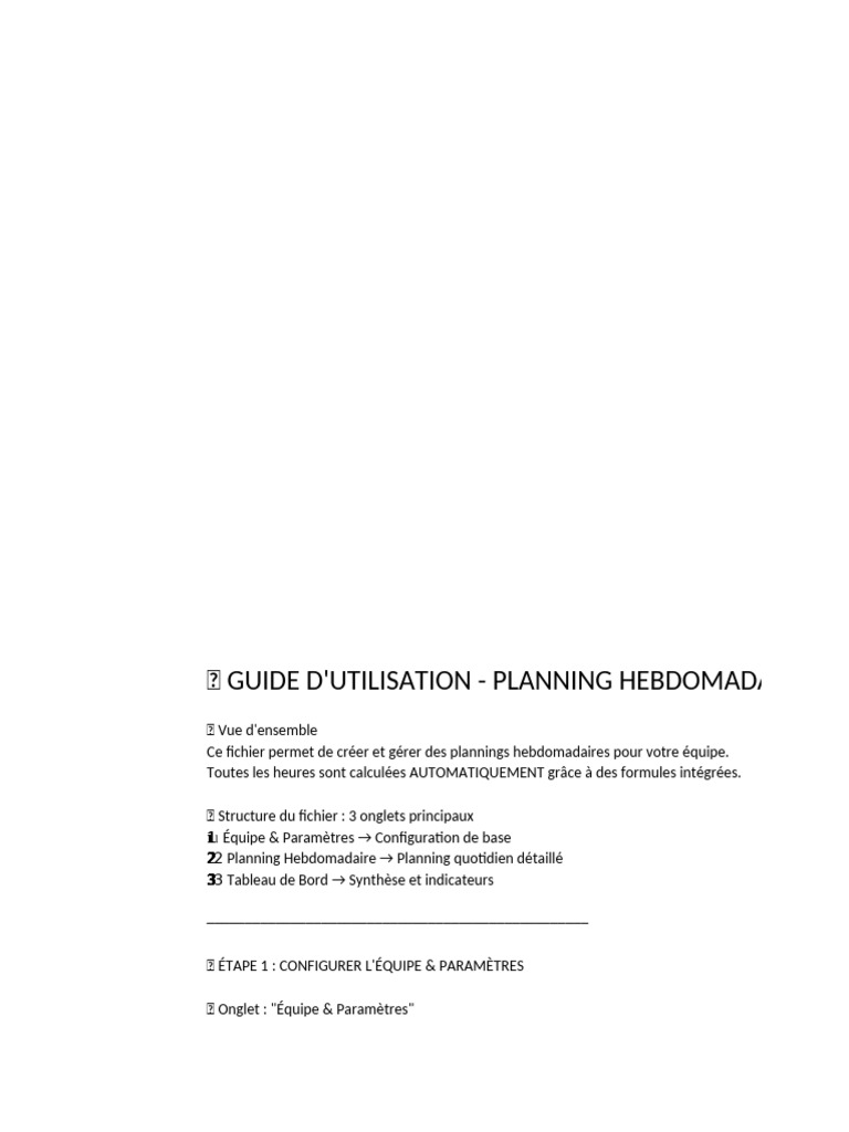 Guide de Création de Planning Hebdo | PDF