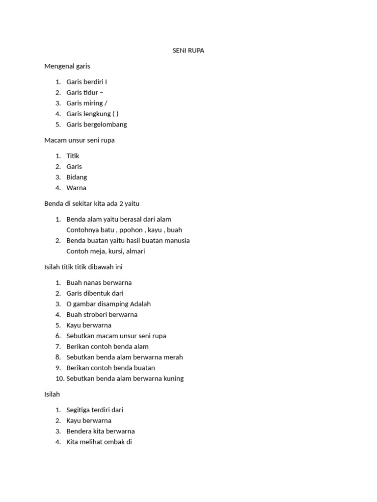 Unsur dan Jenis Seni Rupa Dasar | PDF