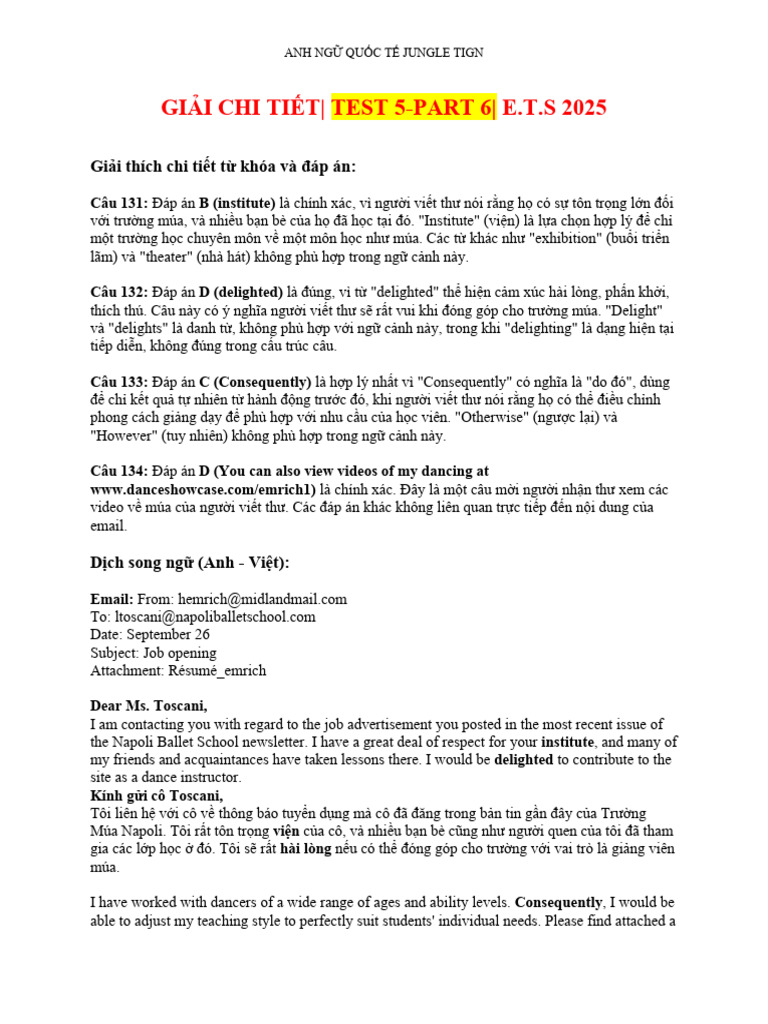 Giải Chi Tiết - Part 6 - Test 5-Ets 2025 | PDF