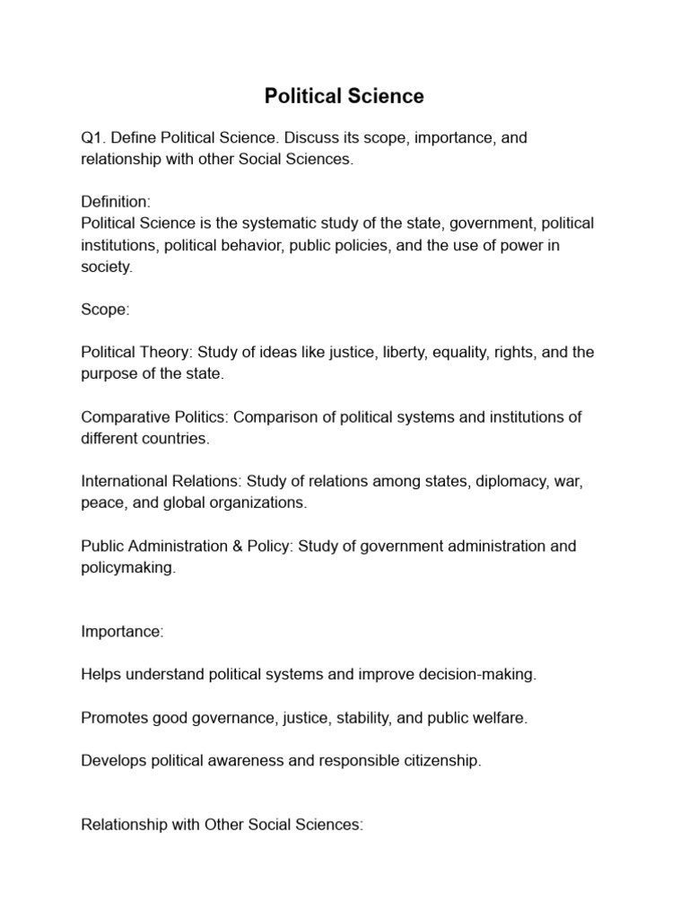 Understanding Political Science Basics | PDF | Institution | State (Polity)