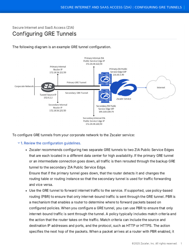 Configuring GRE Tunnels for ZIA | PDF | Routing | Ip Address