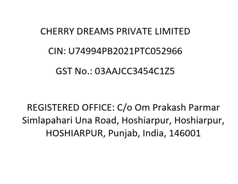 Cherry Dreams Private Limited | PDF