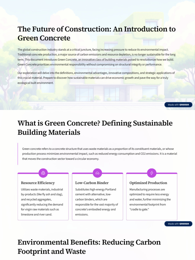 Green Concrete: Sustainable Construction Solutions | PDF | Concrete ...