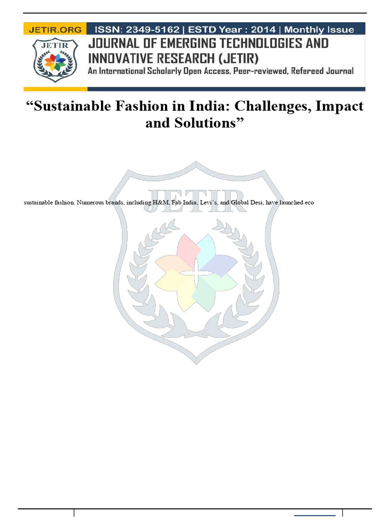 Sustainable Fashion Challenges in India | PDF | Sustainability | Textiles
