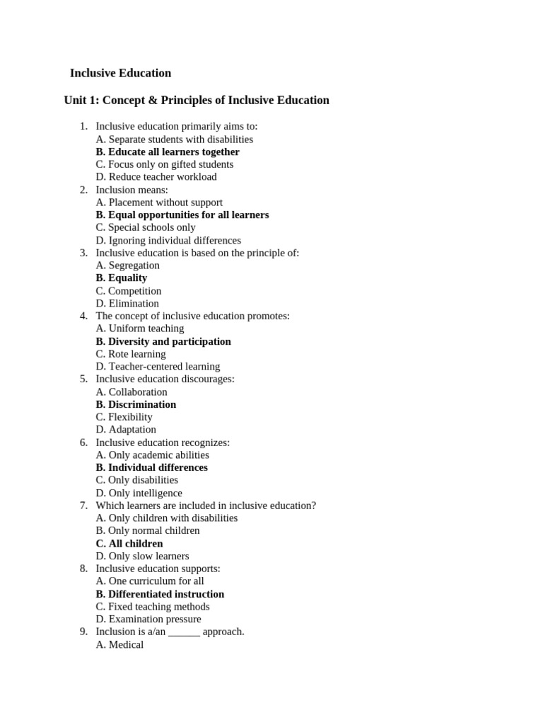 Principles of Inclusive Education | PDF | Inclusion (Education ...
