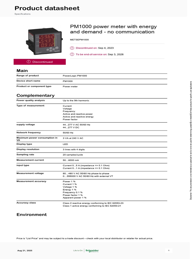 PM1000 Power Meter Discontinuation Notice | PDF | Alternating Current ...