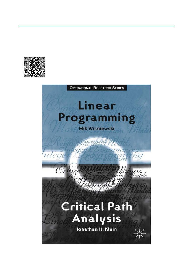 Critical Path Analysis and Linear Programming 1st Edition ISBN ...