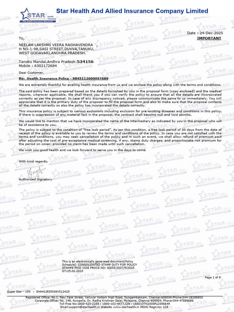Star Health Insurance Policy Details | PDF | Insurance | Medical Diagnosis