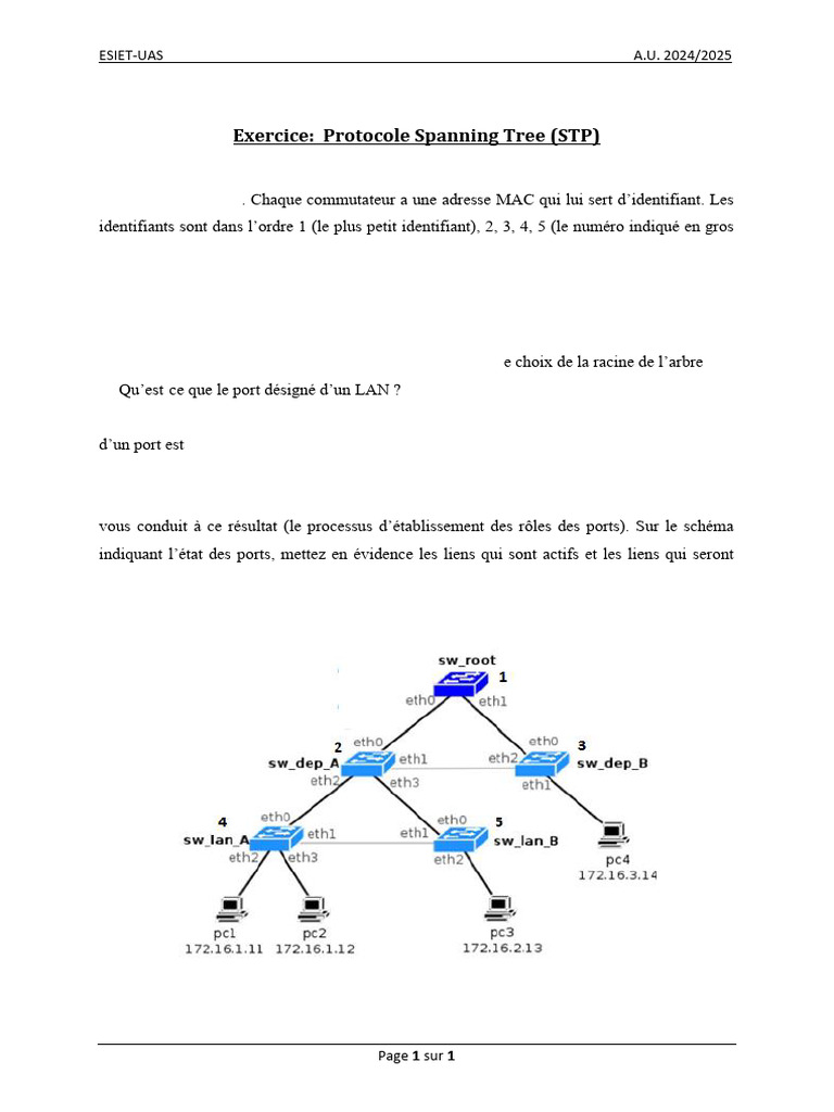 Protocole Spanning Tree en Réseaux Ethernet | PDF