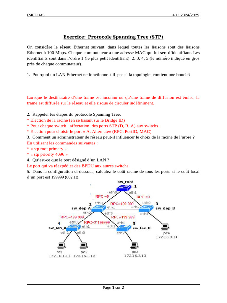 Protocole Spanning Tree : Guide Complet | PDF