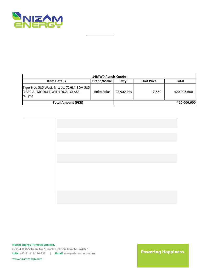 Jinko Solar 14MWP Panel Quotation | PDF | Solar Panel | Electrical ...