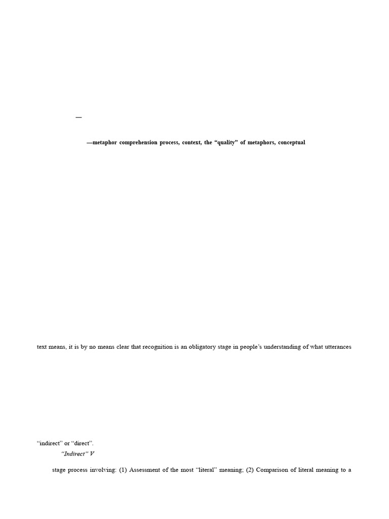 Psycholinguistic Insights on Metaphor | PDF | Metaphor | Semantics
