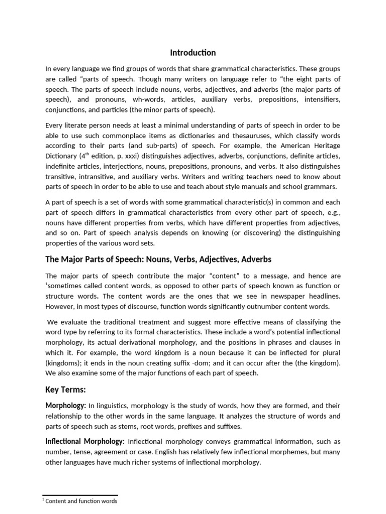 Understanding Parts of Speech in English | PDF | Morphology ...