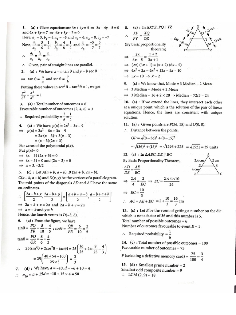 SQP 4 Solution Cbse Math 25 | PDF