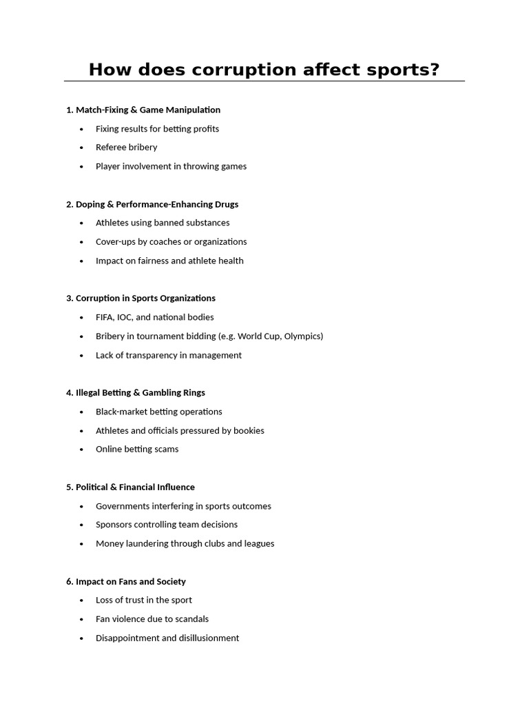 Impact of Corruption on Sports Integrity | PDF