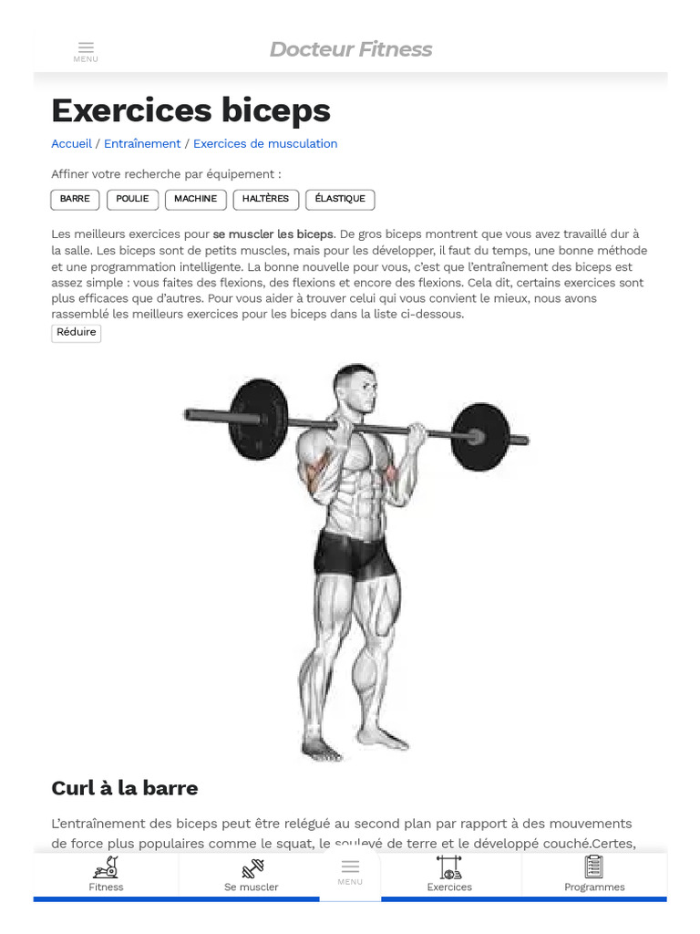 Meilleurs exercices pour biceps efficaces | PDF | Musculation | Musculation