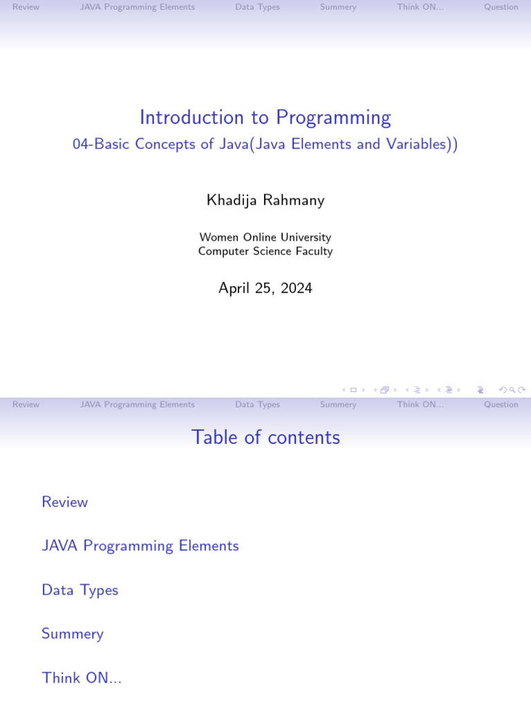 Java Programming Elements Overview | PDF | Data Type | Reserved Word